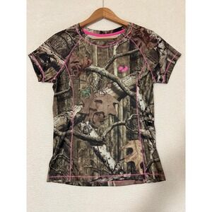 Mossy Oak Break-Up Infinity Shirt Girls Medium Camo Pink Stitching WM6381MO